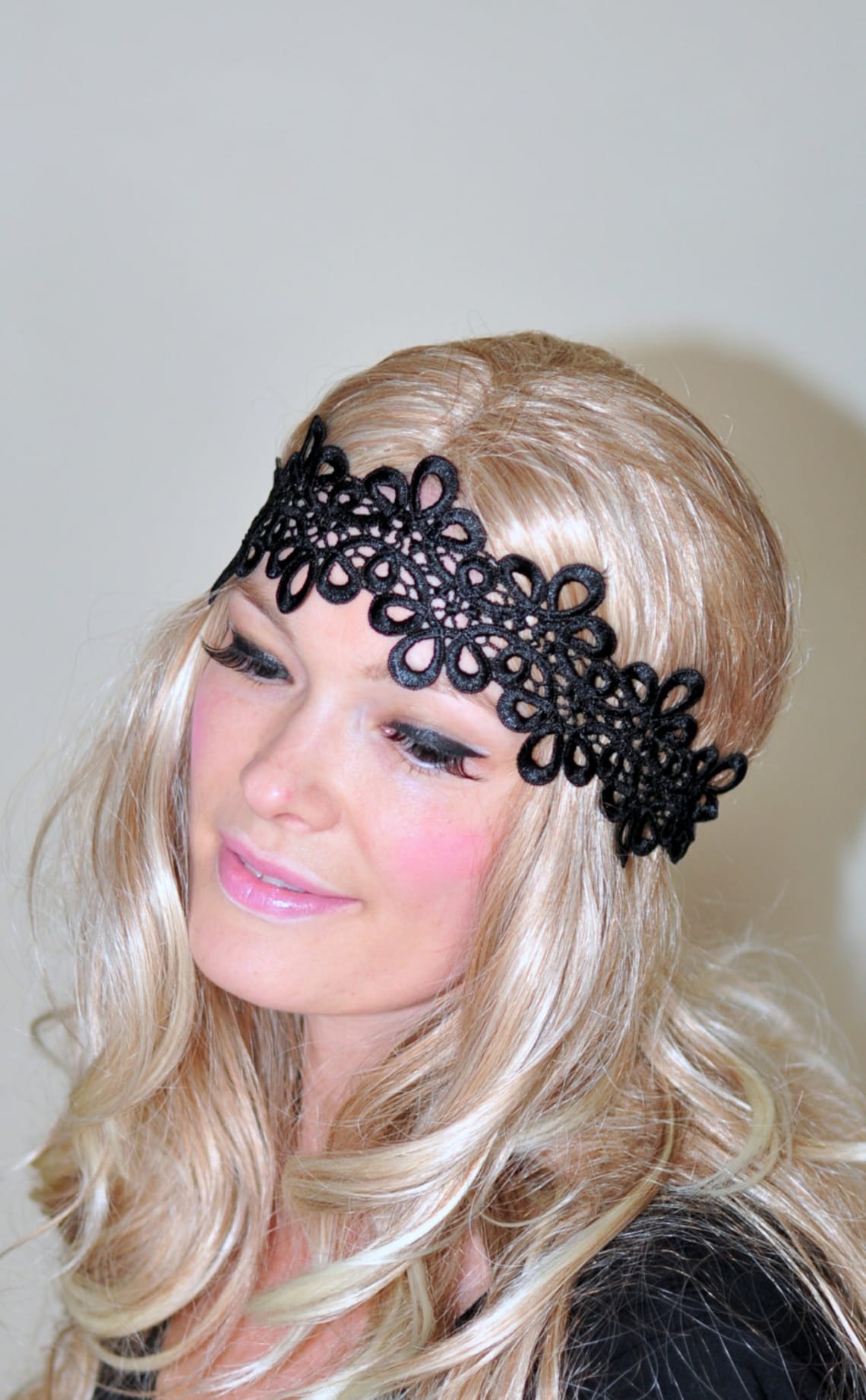 Lace Headband Black Hair band Black Headwrap Stretch Etsy