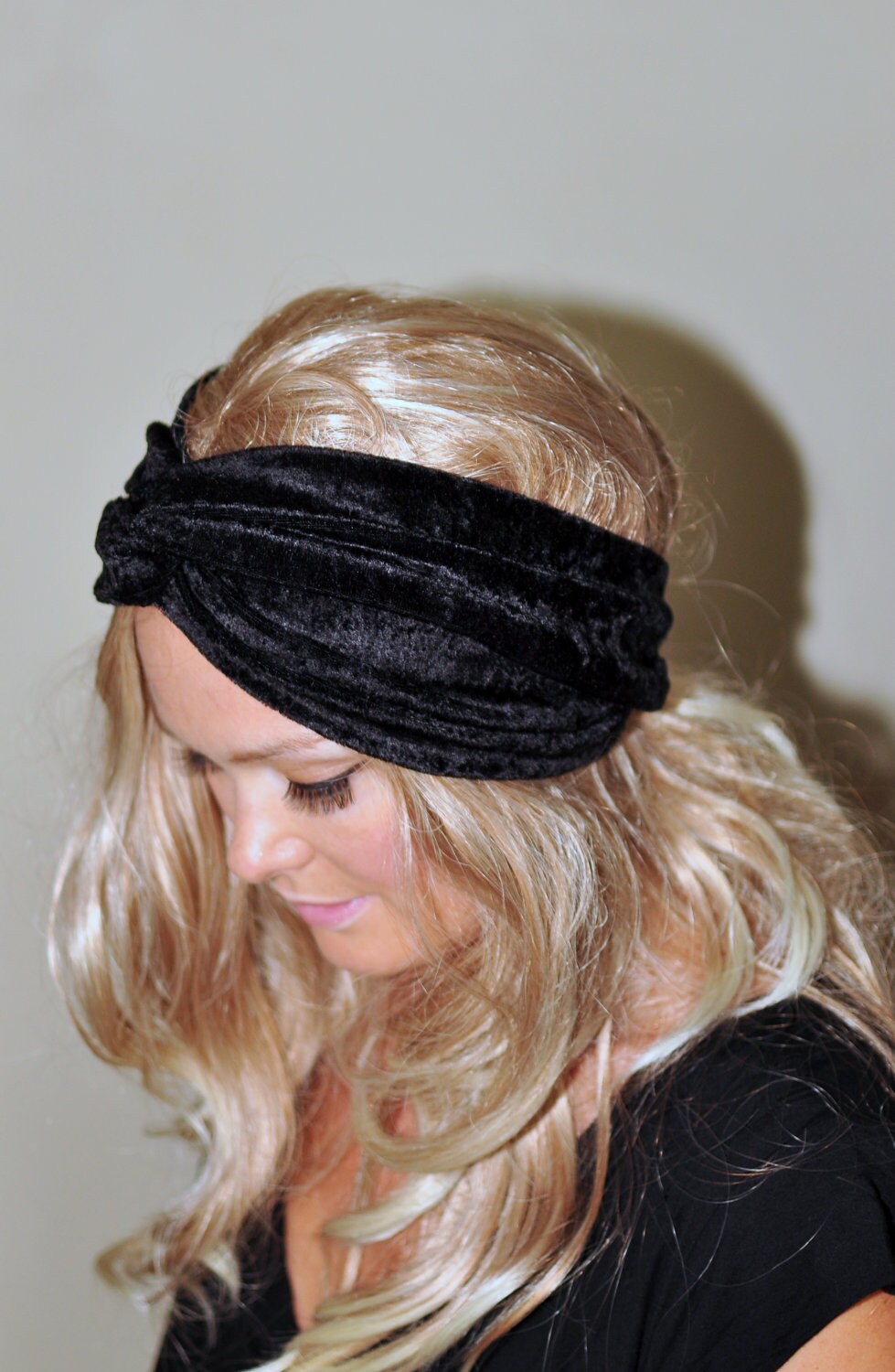 Black Winter Headband Black Ear Warmer Turban Black Hat Twist Etsy
