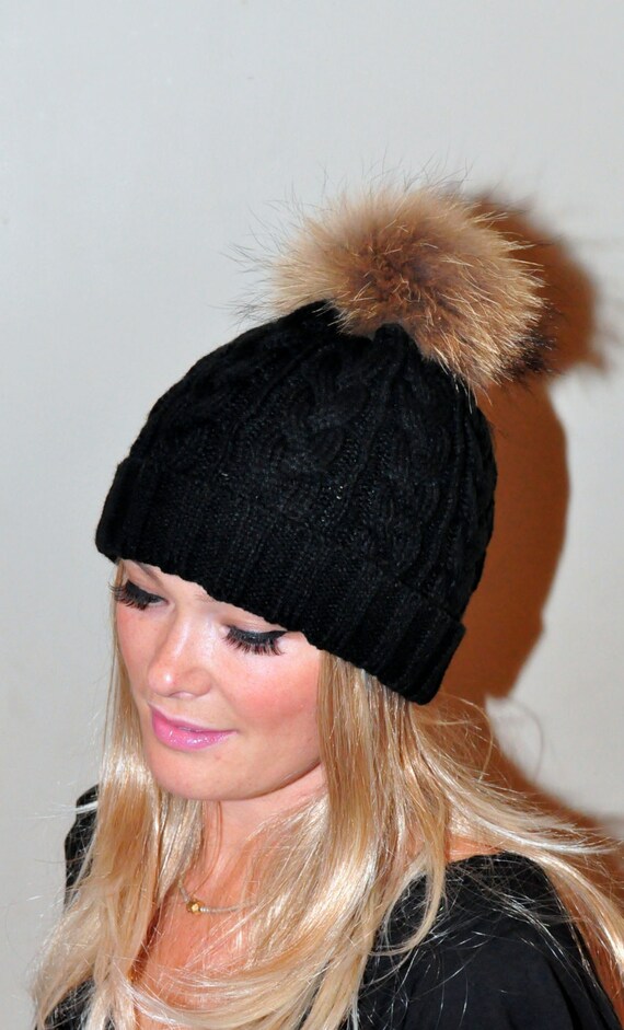 Black Pompom Hat Beanie Women Black Hat Fur Pom Pom Hat Sale Etsy Black Pompom Hat Beanie Women Black Hat Fur Pom Pom Hat Sale Etsy