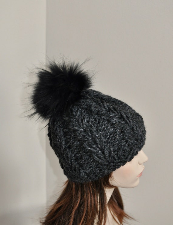 black pom pom hat