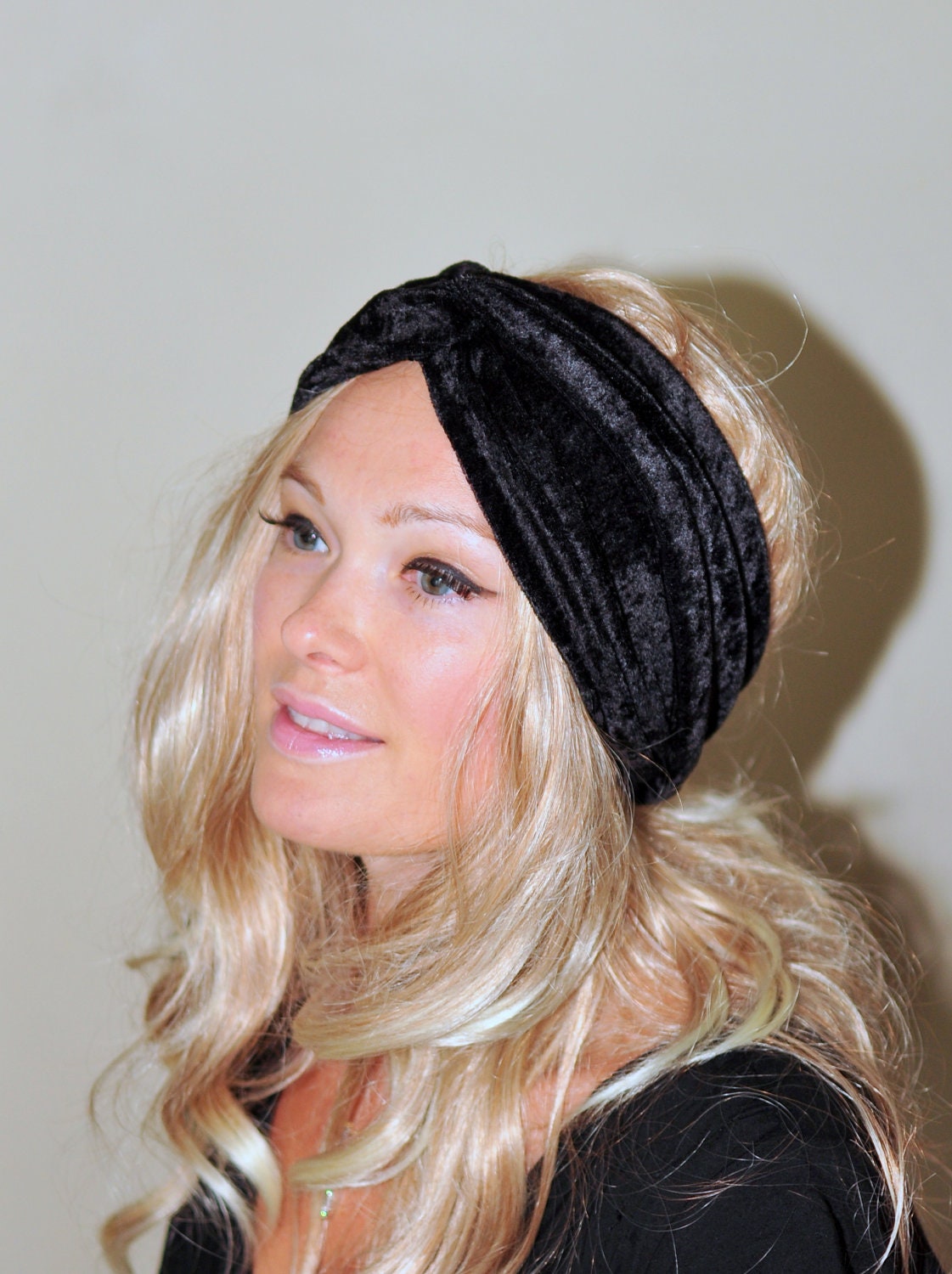Black Winter Headband Black Ear Warmer Turban Black Hat Twist Etsy