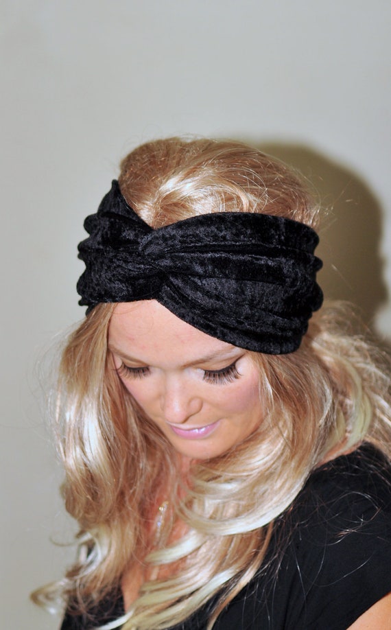 Black Winter Headband Black Ear Warmer Turban Black Hat Twist Etsy