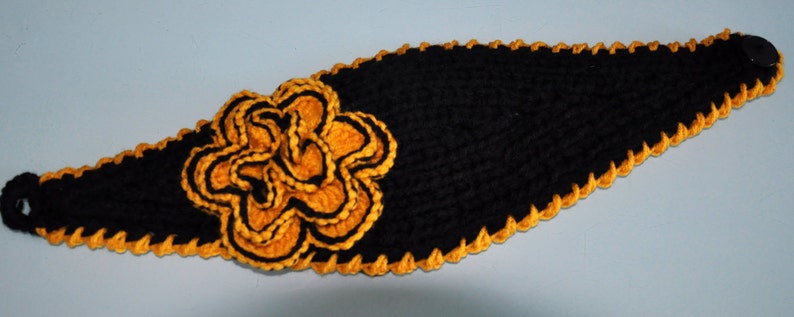 University of Iowa Headband Crochet Flower Headband Knit Steelers Headband Ear Warmer CHOOSE COLOR Black Yellow University of Iowa Hair Band