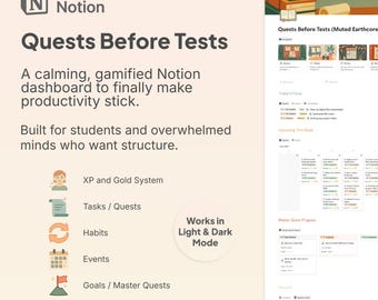 Gamified RPG Notion Dashboard – Student Habit Tracker, Earth Theme (Digital Template)