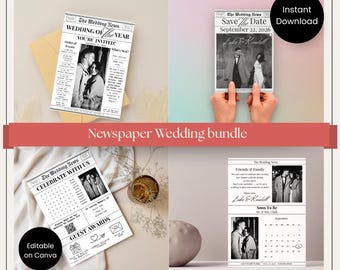 Newspaper wedding bundle Newspaper save the date newspaper save the dates wedding newspaper invite wedding word search wedding newspaper