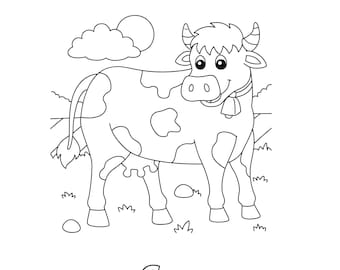 Farm Animal Coloring Book for Kids Volume 1 Printable Learn to Spell and Write Preschool Homeschool Activity PDF
