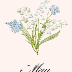 May Birth Flower Printable | Lily of the Valley Wall Art | Birth Month Flower | May Birthday Gift | Instant Digital Download