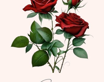 June Birth Flower Printable | Rose Wall Art | Floral Birth Month Print | June Birthday Gift | Digital Download