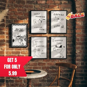 Arte de una línea de café / Arte mural de café / Impresión minimalista de café / Arte de barra de café / Póster de café moderno / Kikiandnim / Descarga digital