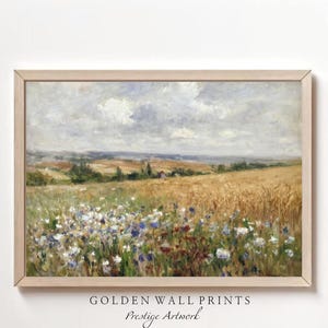 Vintage Wildflower Field Art Print: Impressionist Landscape (Digital Download)