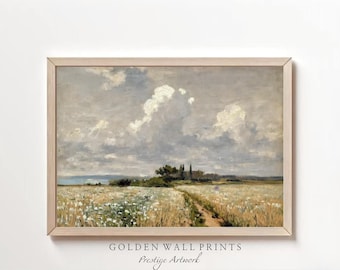 Impressionist Coastal Village Painting, Vibrant Art Print, Mediterranean Landscape Digital Download