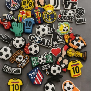 Adornos para zapatos de fútbol Crocs, juego de accesorios Hole / Messi, Inter Miami, PSG, Juventus, Ronaldo, BVB / Regalos de fútbol para niños, niñas y aficionados