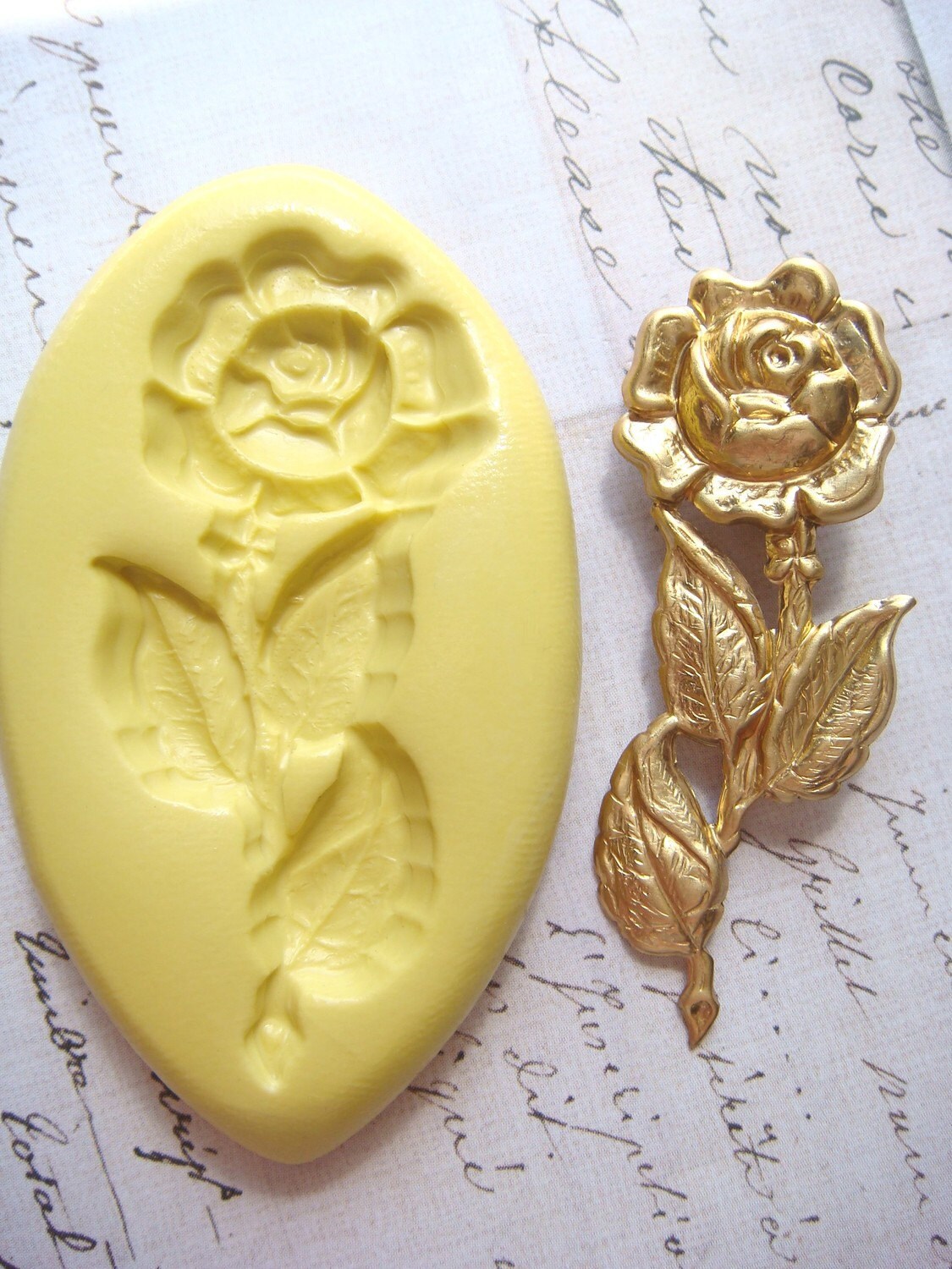 Rose on a Stem Flexible Silicone Mold Push Mold Jewelry Etsy