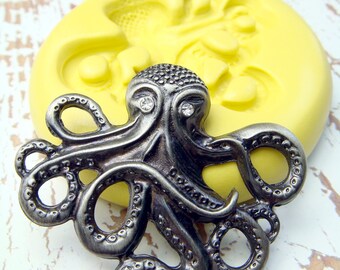 Octopus (medium) - Flexible Silicone Mold - Push Mold, Polymer Clay Mold, Resin Mold, Craft Mold, PMC Mold