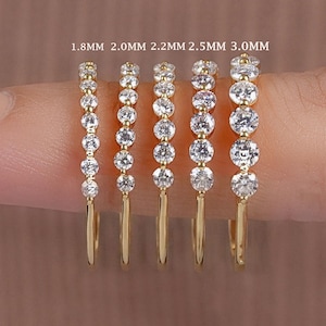 Full & Half Eternity Round Lab Grown Diamond Wedding Band 14K Gold Moissanite Single Prong Band Floating Bubble Band Stackable Matching Band