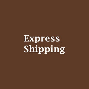 May include: White text on a brown background reads "Express Shipping". The text is in a bold, sans-serif font. The background is a solid, dark brown color.