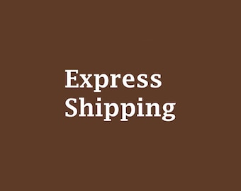 May include: White text on a brown background reads "Express Shipping". The text is in a bold, sans-serif font. The background is a solid, dark brown color.