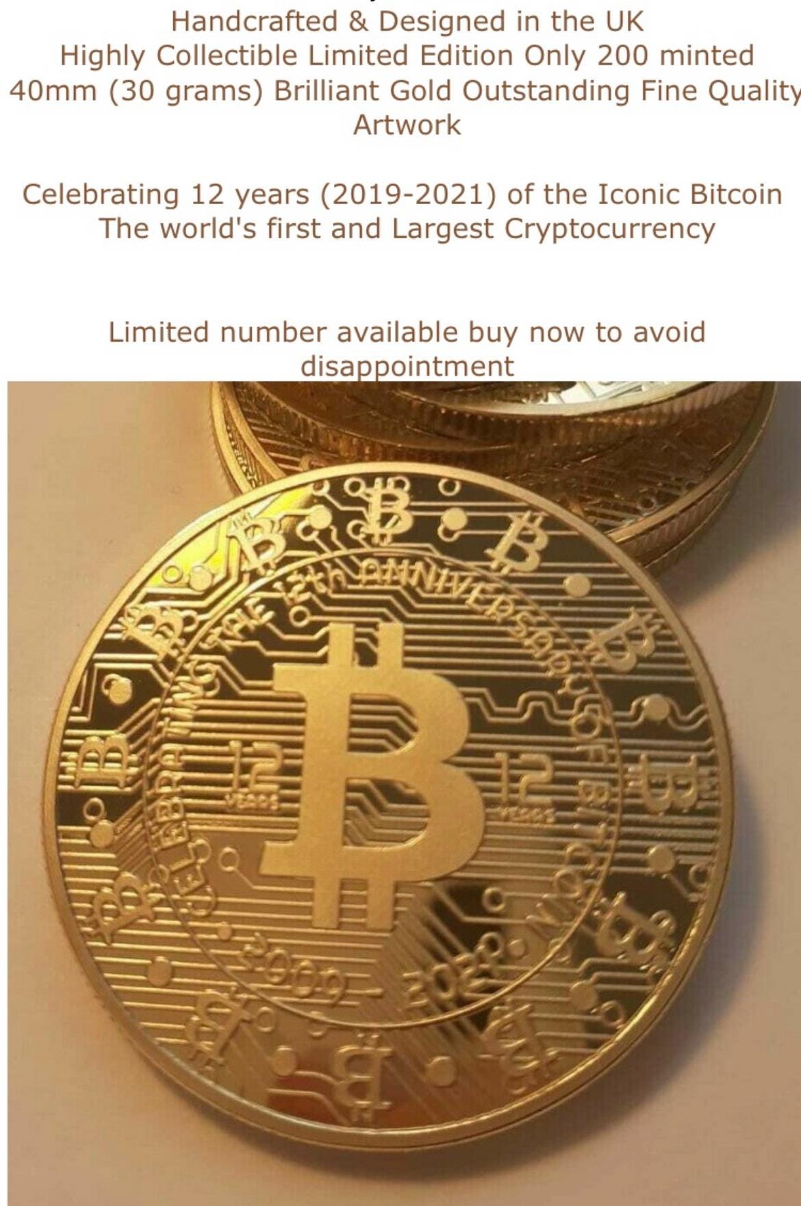 Extremely Rare 12 Year Anniversary Bitcoin - Etsy