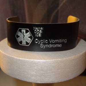 Engraved Medical ID Bracelet for Cyclic Vomiting Syndrome - Personalized & Engraved - Includes a Medical Alert Symbol