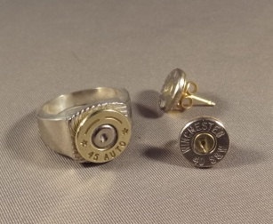 Case Head Ring and Earring Set ACP Ring and Caliber