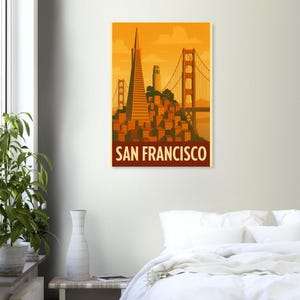 Póster brillante del horizonte de San Francisco: magnífica obra de arte para pared, listo para colgar, papel semibrillante premium.