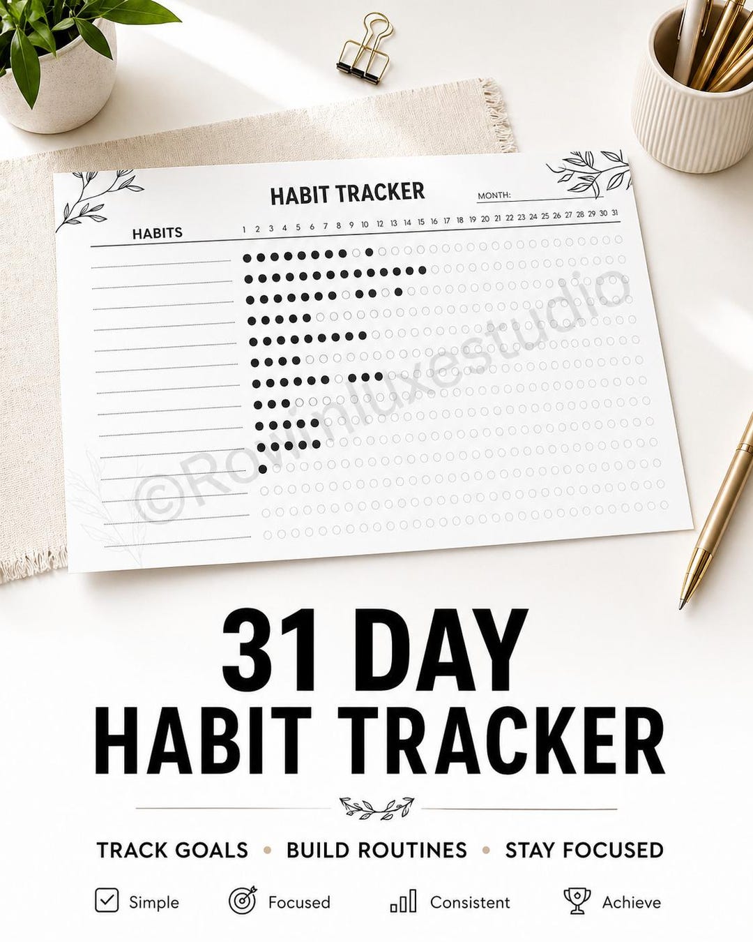 31 Day Habit Challenge Tracker | Monthly Habit Tracker Printable ...