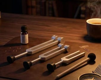 Handmade 3 Piece Tuning Fork Set  128Hz, 256Hz & 512Hz for Sound Healing Meditation  Wellness