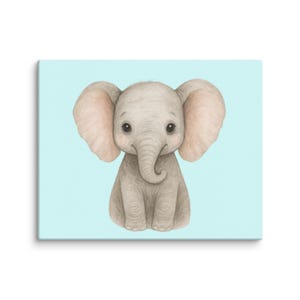 Baby Elefant Leinwanddruck - Niedliches Kinderzimmer Dekor für Jungen, Baby Jungen Tierdruck, Dschungel Safari Themen Kinderzimmer Kunstwerk