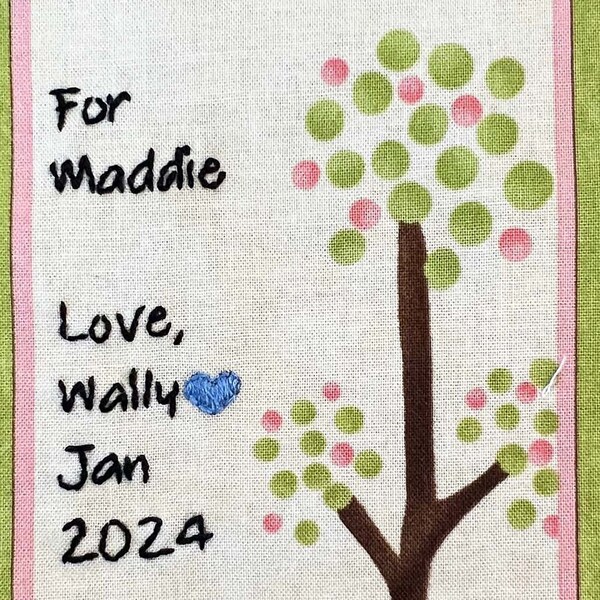 Quilt Label - Very Tall Tree, Custom Made & Hand Embroidered