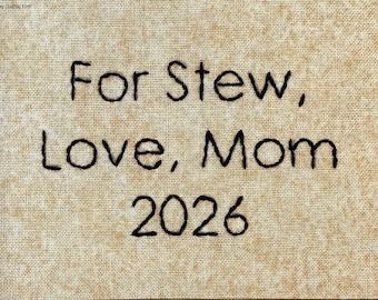 Quilt Label - Cotton, 3x2, Custom Made & Hand Embroidered