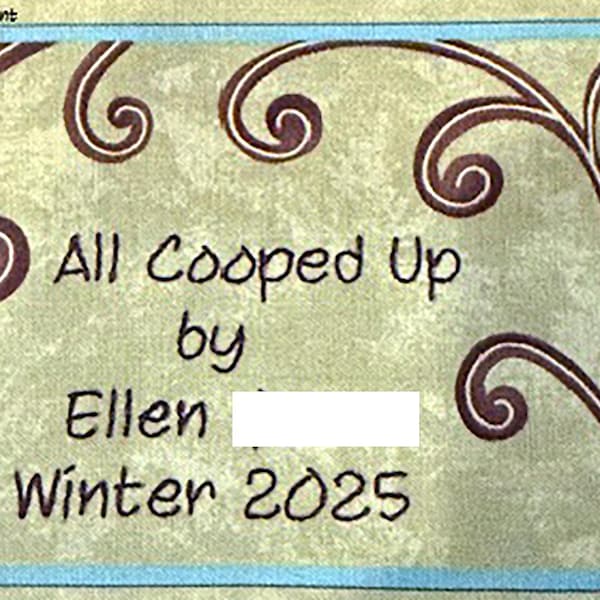 Quilt Label - Climbing Vine, Custom Made & Hand Embroidered
