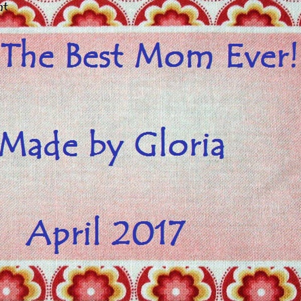 Quilt Label - Coral Blooms Border, Hand Embroidered & Custom Made