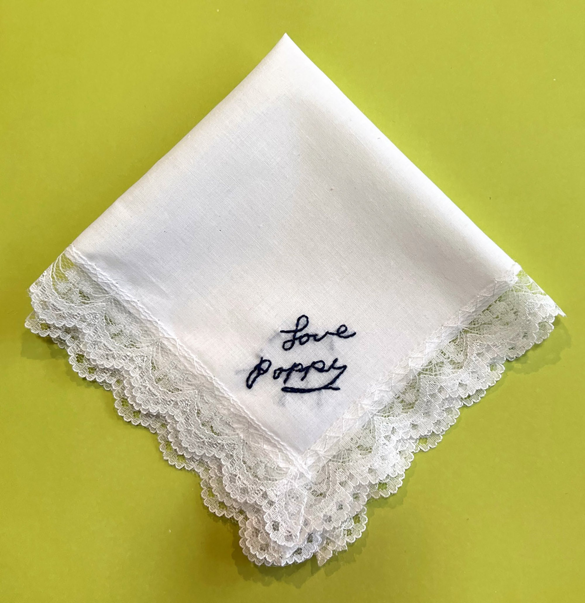 Wedding Signature Handkerchief for Women, Custom Made & Hand Embroidered  FREE SHIPPING 