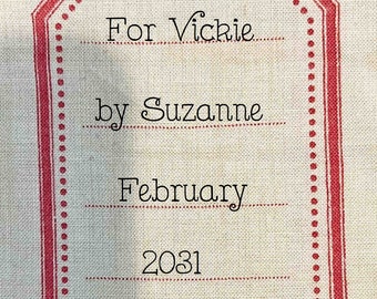 Quilt Label - French General #36, Red Tag, Custom Made and Hand Embroidered