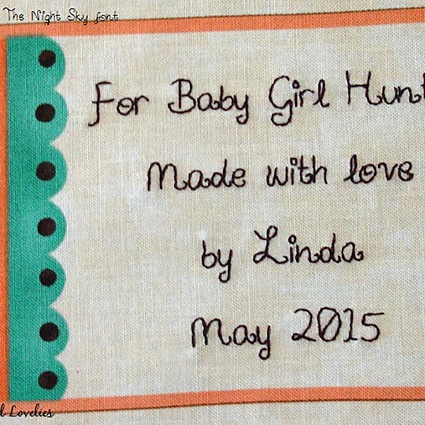 Quilt Label - Scalloped Edge, Custom Made & Hand Embroidered