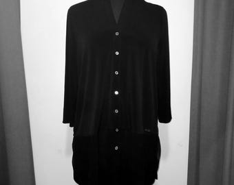 Calvin Klein Chic Professional Dark Academia Black Sheer Hem Tunic Top M
