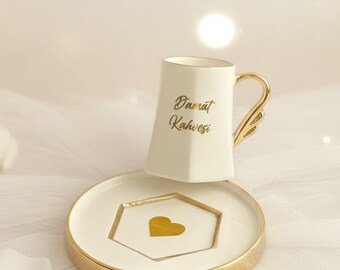 Personalized Groom Coffee Cup, Personalized Mocha Cup, Groom Coffee Cup, Damat Kahvesi, Personalized Mocha Cup, Gold Engagement