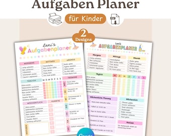 Uppgiftsplanerare för barn, sysslor (tyska), ansvarsschema, rutinplan, PDF- och Canva-mall, utskrivbar, belöningstabell