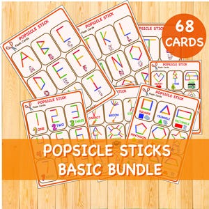 Popsicle Stick Flash Cards: Alphabet, Numbers, Shapes - Montessori Printable (Digital Download)
