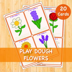 Play Dough Flowers Mats Activities. Preschool Toddlers Activity Montessori Play Doh Mats Kindergarten Pre-K Garden Activities for Kids