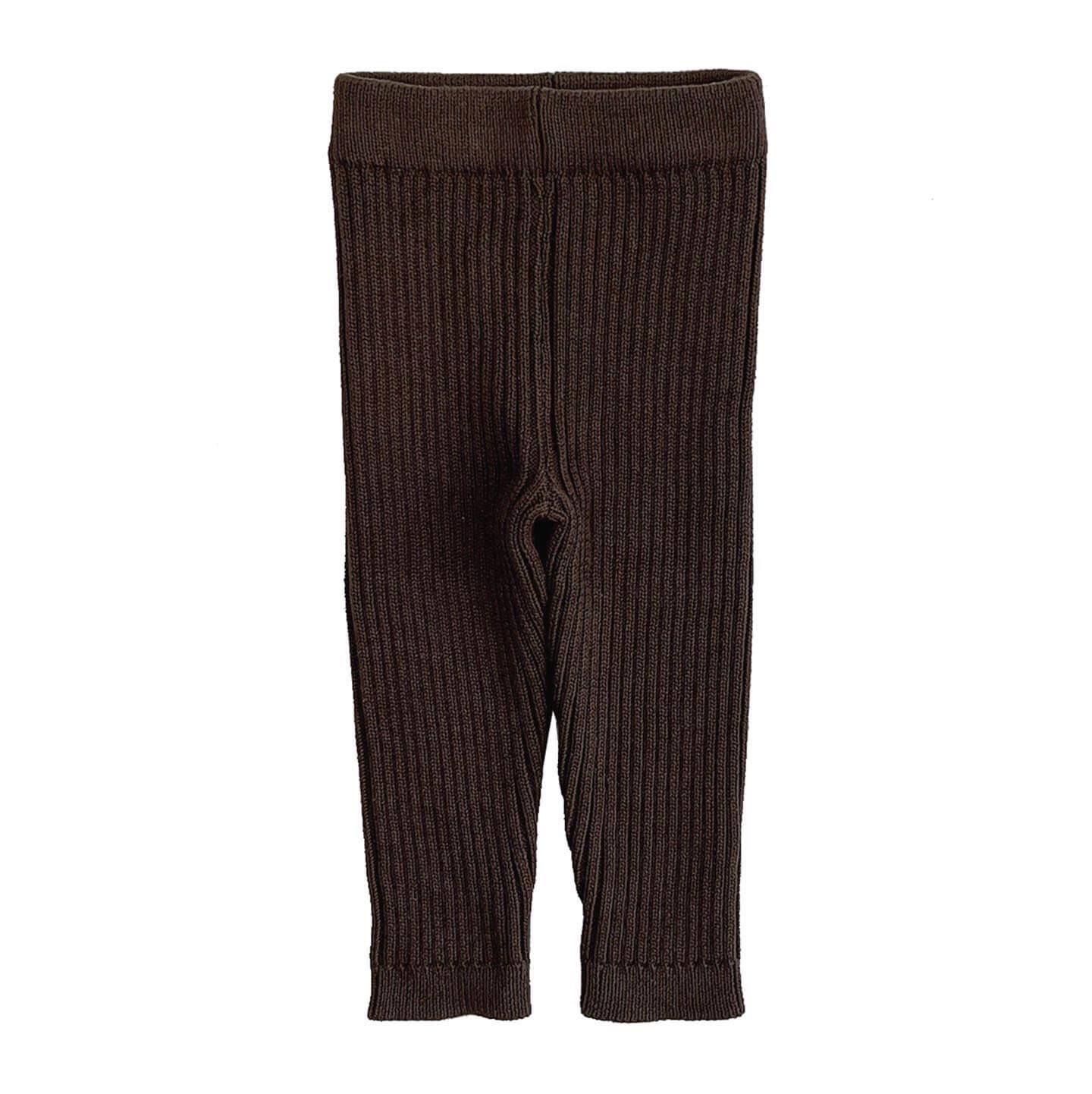 Chunky Knit Leggings - Cocoa 1-4 yrs Organic Cotton Toddler Bottoms Knitted Unisex Leggings Sustainable Baby Clothes