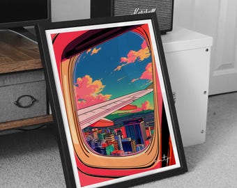 ENTJ Print MBTI design Neon Style ENTJ Pop Art Japanese City Vibe Vibrant Color Myers Briggs Personality Gift Vivid Wall Art Colourful City