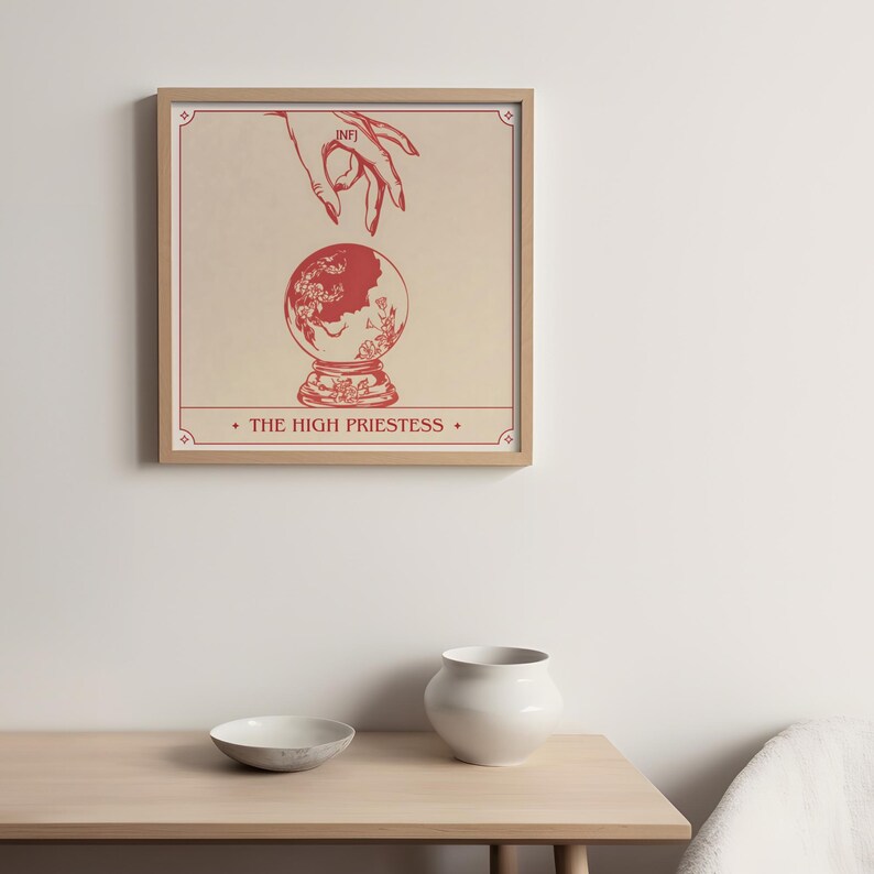 INFJ High Priestess Archetype MBTI Print, Tarot Style Minimalist Wall Art (Digital Download) image 7