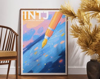 INTJ MBTI Personality Printable Wall Art The Original Architect Home Decor Living Room Uplifting Vibrant Pen Sketch 300 DPI Digital Download