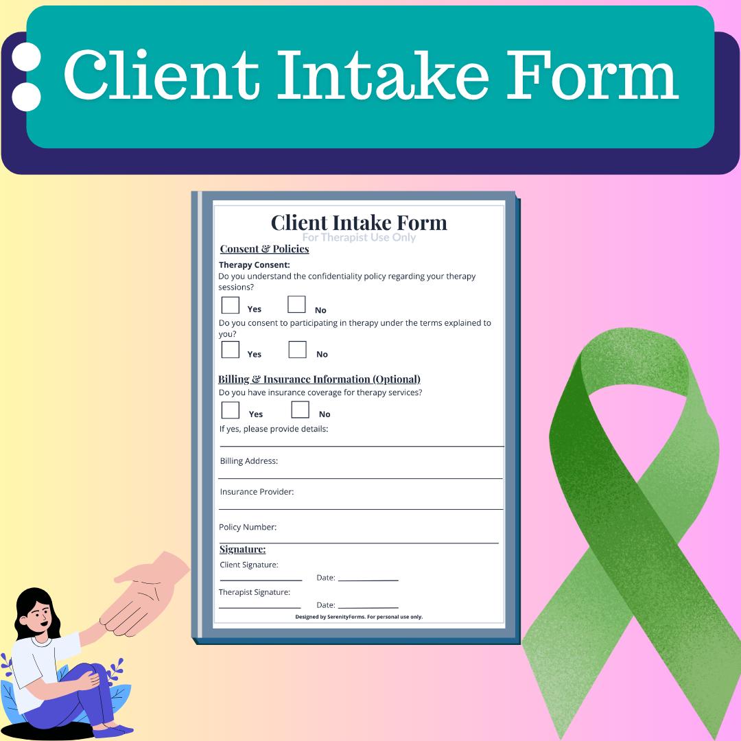 Editable Client Intake Form for Therapists: Printable Mental Health ...