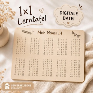 SVG Lasercut Datei inkl. Gewerbelizenz - Multiplikationstabelle perfekt für das Frühstücksbrettchen - das kleine Einmaleins
