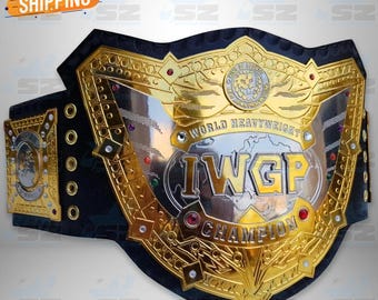 IWGP NJPW V5 World Heavyweight Championship Replica Belt | Real Leather Adult Size Brass Dual Layers