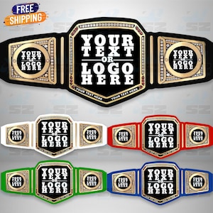 Custom Championship Wrestling Belt: Personalized Heavyweight Trophy Award Logo & Name
