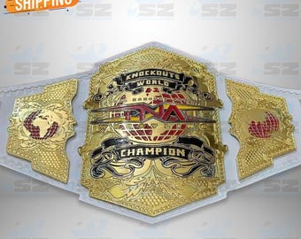 TNA Knockouts World Heavyweight Wrestling Championship Belt: Real Leather, Brass Plates