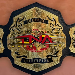 New TNA X World Wrestling Heavyweight Championship Belt | Adult Size Brass Belt Replica | Real Leather Strap | Wrestling Fans
